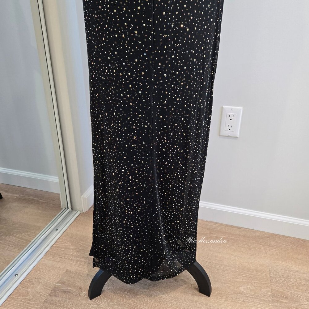 Lulus Black Rhinestone Maxi Dress Small New With Tags Missing Some Rhinestones - Picture 15 of 16